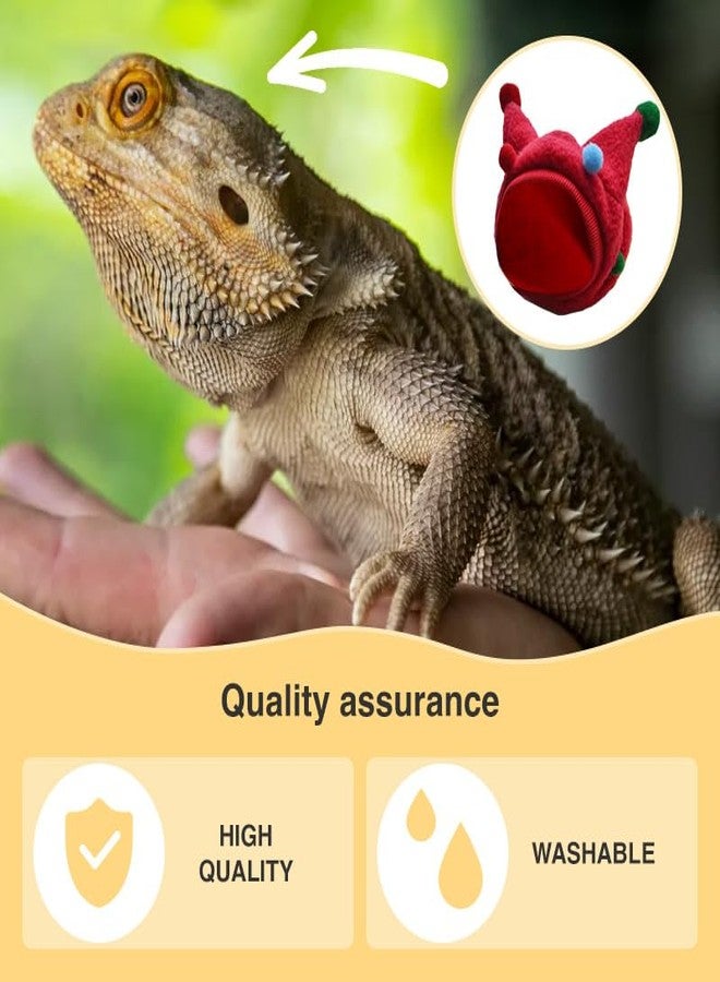 HOKABLE Bearded Dragon Funny Cute Hats- Bullhorn Ball Hat with a Neck for Bearded Dragon Lizard Snake Gecko Chameleon Parrot Hamster Small Pets (Red) - Image 5